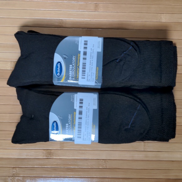 Womens Dr. Scholl's Black Diabetic Crew Socks, 6 Pairs Bigger Plus Size 8-12 NEW - Picture 3 of 5